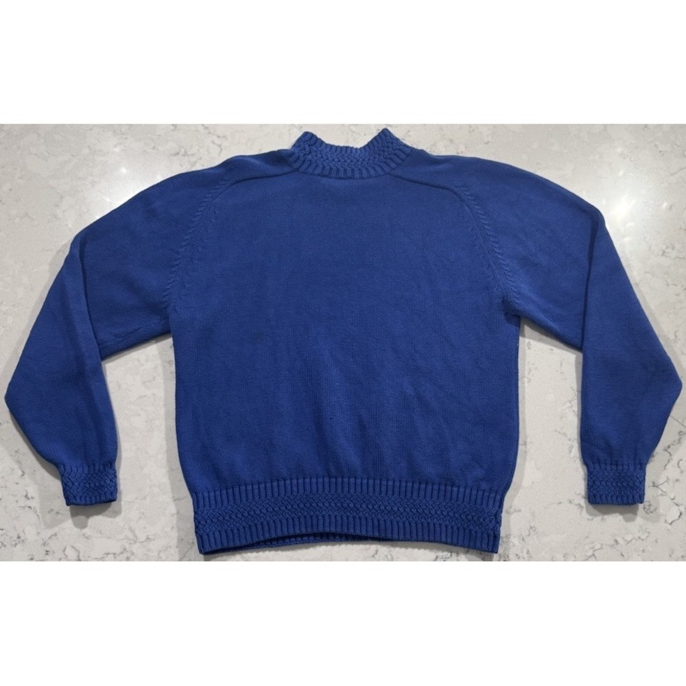 VTG 90s Lizwear Liz Claiborne Sweater Womens Medium Blue Cotton Knit Pullover - Picture 3 of 6